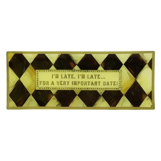 10.5" Black & Gold Diamond I'm Late Decorative Glass Plate by Ashland&reg; {1}