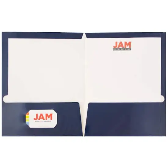 JAM Paper Laminated 2-Pocket Glossy Folders, 6ct. Navy Blue {5}