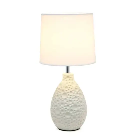 Creekwood Home Essentix 14" Ceramic Teardrop Table Lamp White {6}