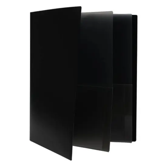 JAM Paper Heavy Duty Plastic 6-Pocket Folder, 2ct. Black {1}