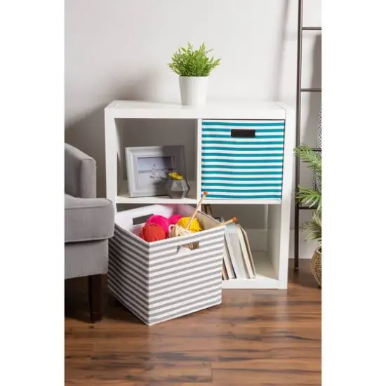 DII&reg; Square Teal Pinstripe Polyester Cube {5}