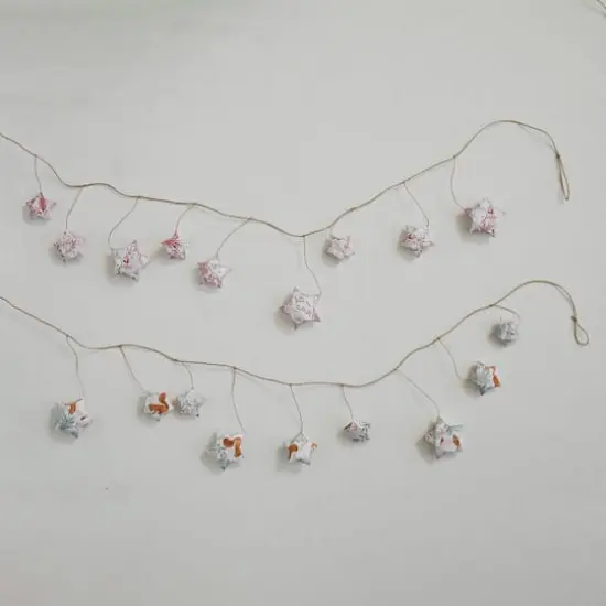 Hello Honey&reg; 6 ft. Printed Paper Star with Woodland Flora & Fauna Pattern Garlands Set {3}