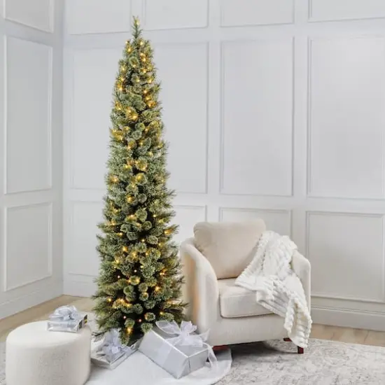 7ft. Pre-Lit Cashmere Pencil Artificial Christmas Tree, Warm White LED Lights by Ashland&reg; {1}