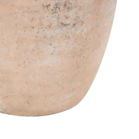 11" Beige Antique-Style Distressed Ceramic Vase with Handle {6}
