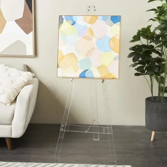 56" Clear Acrylic Plastic Adjustable 7-Tier Display Easel with Gold Metal Hardware & Chain Support {3}