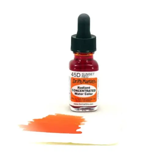 Dr. Ph. Martin's&reg; Radiant Concentrated Watercolor, 0.5oz. 45D Sunset Red {4}