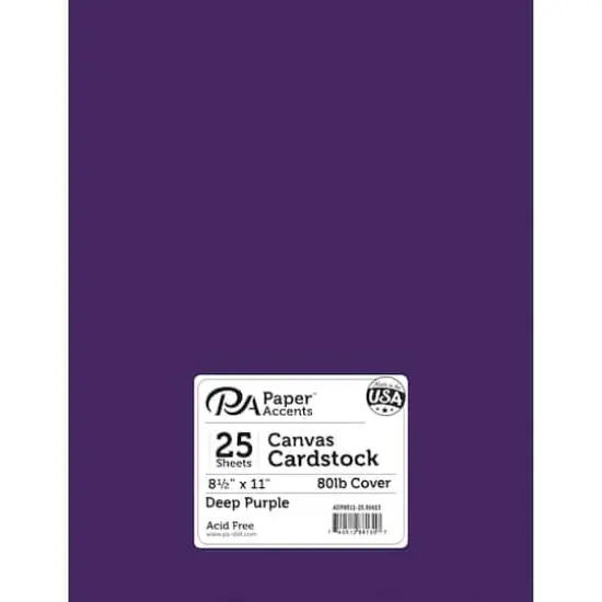 PA Paper™ Accents 8.5" x 11" 80lb. Canvas Cardstock Paper, 25 Sheets Deep Purple {1}