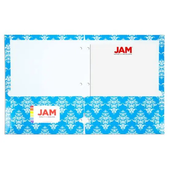 JAM Paper Damask Glossy Laminated Two Pocket 3 Hole Punch School Folders, 6ct. {5}