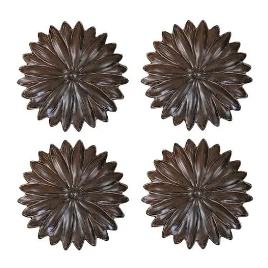 Hello Honey® 6.5" Brown Glaze Stoneware Flower Plate, 4ct. {1}