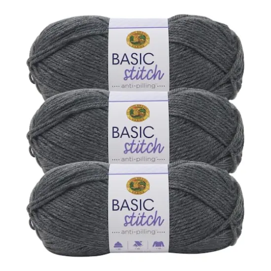 3 Pack Lion Brand&reg; Basic Stitch Anti Pilling&trade; Yarn Charcoal Heather {1}