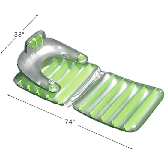 Pool Central 6.2ft. Inflatable Swimming Pool Folding Lounge Chair Float Green {5}