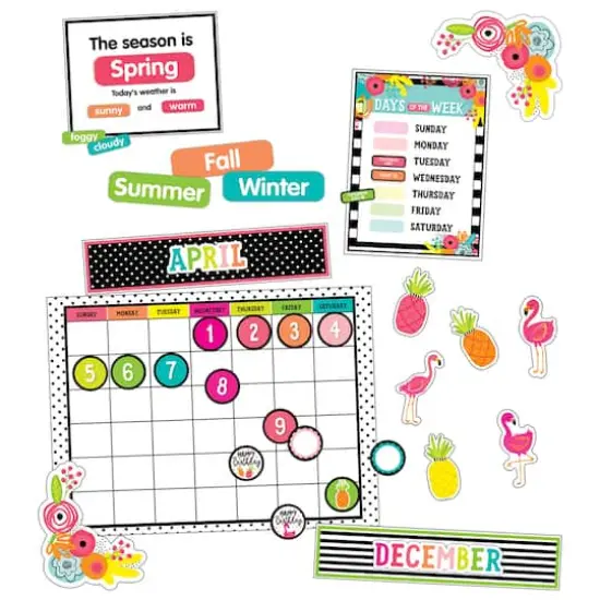 Schoolgirl Style&trade; Simply Stylish Tropical Pineapple Calendar Bulletin Board Set, 2ct. {3}