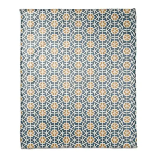 Blue & Yellow Geometric Fleece Blanket {1}