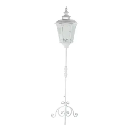 White Iron Vintage Candle Holder Lantern, 66" x 17" x 17" {1}