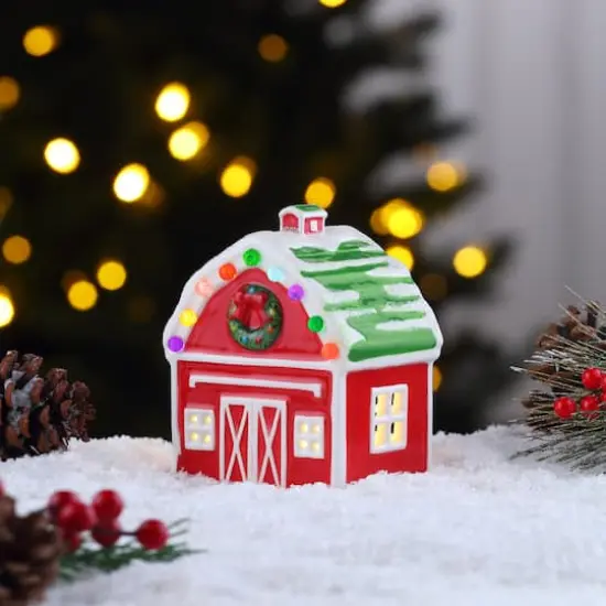5" LED Nostalgic Ceramic Village Barn {3}