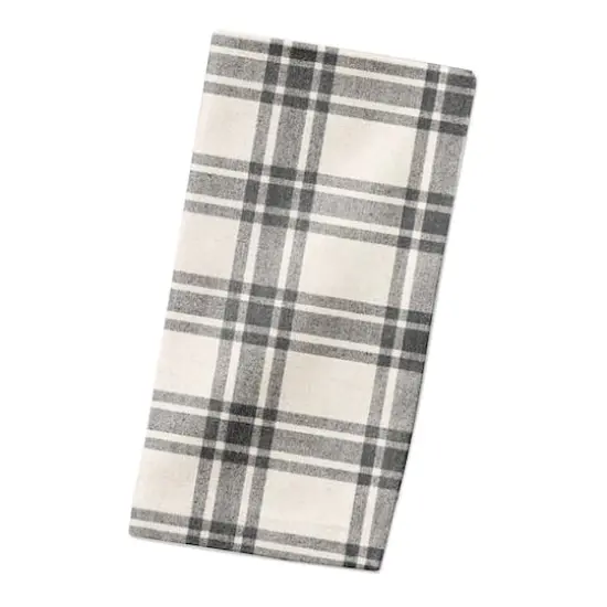 Black Plaid Cotton Twill Napkin {3}