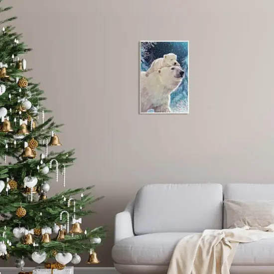 Stupell Industries Polar Bear & Cub Winter Scene Wall Plaque Art White {3}