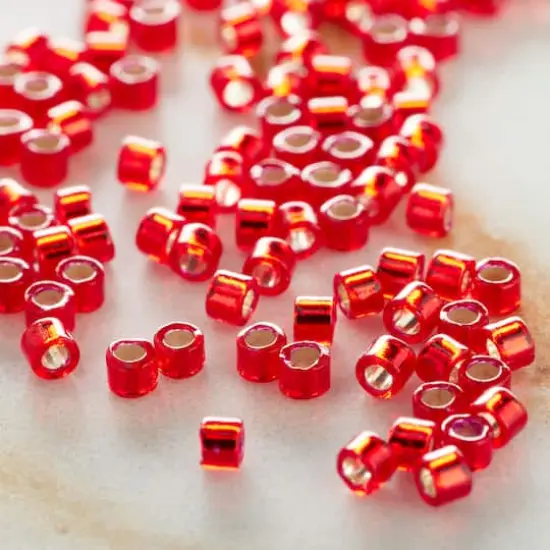 Miyuki Delica Glass Round Seed Beads, 11/0 Silver Lined Red Dyed {3}