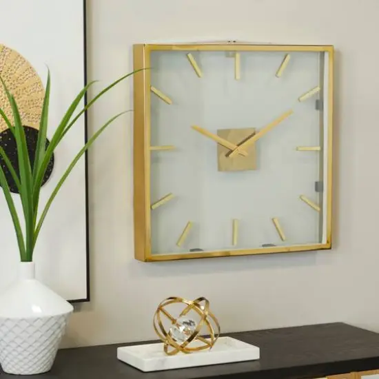 20" Gold Stainless Steel Wall Clock with Clear Face {6}