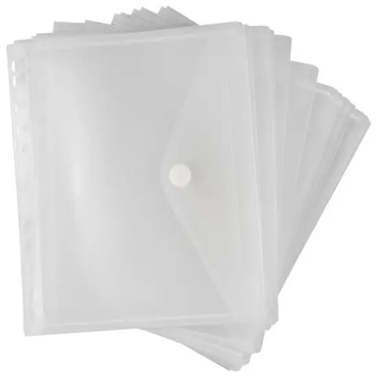 JAM Paper 8.5" x 11" Clear Plastic Hook & Loop Closure Envelopes, 12ct. {4}