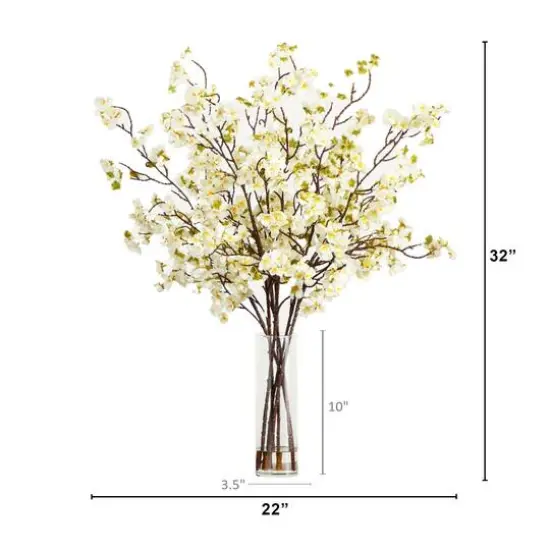 2.5ft. Artificial Cherry Blossom Arrangement in Cylinder Glass Vase {8}