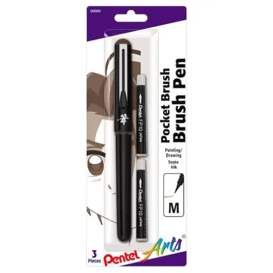 Pentel Arts&reg; Medium Sepia Pocket Brush Pen with 2 Refills {1}