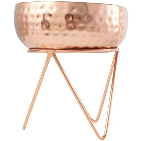 White Wax Vanilla Marshmallow Scented Candle with Hammered Copper Container and Tripod Stand {3}
