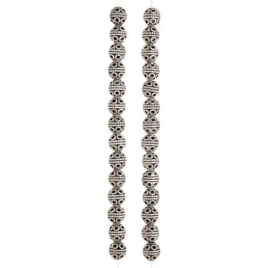 Silver Plated Carved Round Beads, 8mm by Bead Landing&trade; {4}