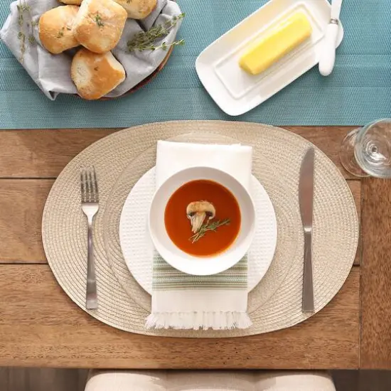 DII&reg; Oval Plastic Woven Placemats, 6ct. Natural {6}