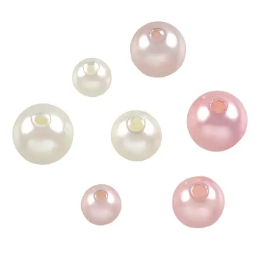 Ivory & Pink Plastic Pearl Round Beads by Bead Landing&trade; {1}