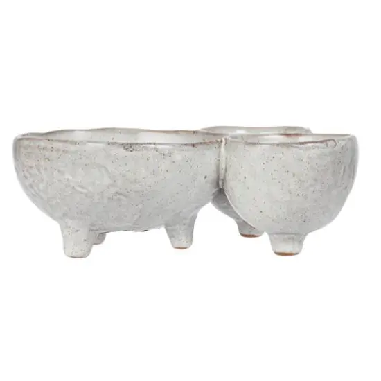 Hello Honey® 8" Cream 3-Section Stoneware Footed Serving Dish {8}