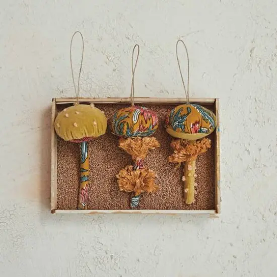 Hello Honey&reg; 12 Pack 5.5" Mushroom Cotton Fabric Ornaments {1}