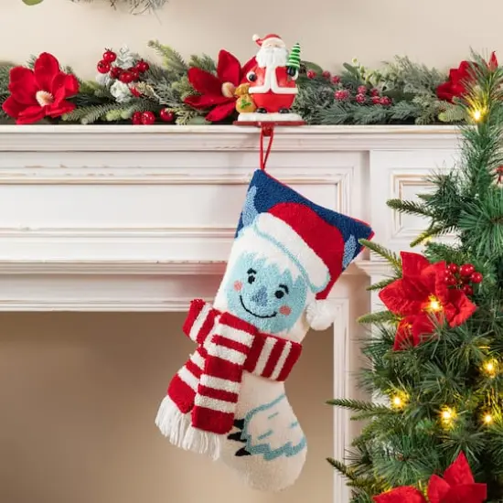 Glitzhome&reg; 21"L Hooked Christmas Yeti Stocking {4}
