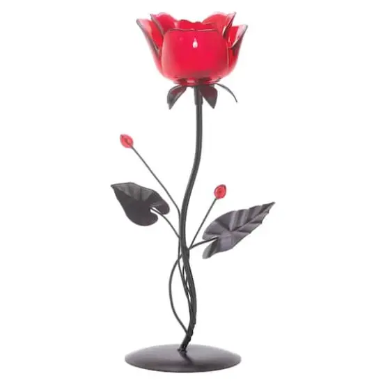 12.5" Romantic Red Rose Votive Holder {1}
