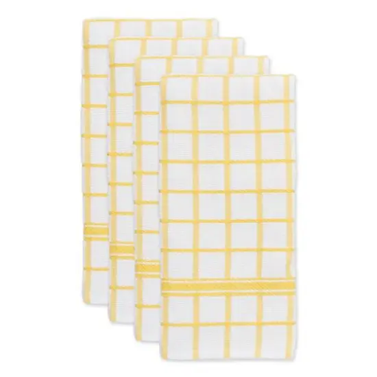 DII&reg; Windowpane Terry Dishtowels, 4ct. Yellow {4}