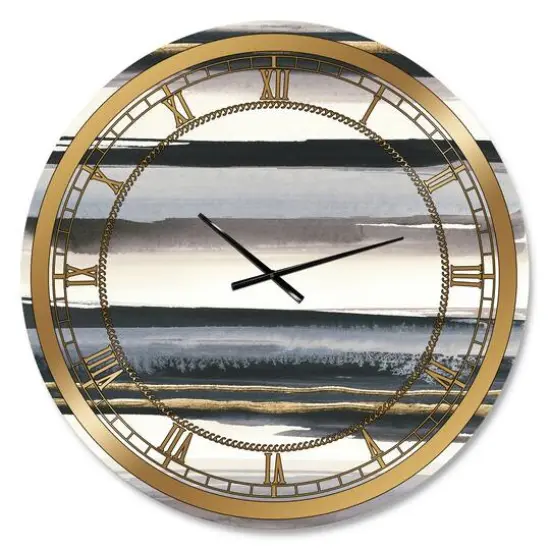 Designart 'Gold Watercolor Amethyst I Glam Wall Clock {1}