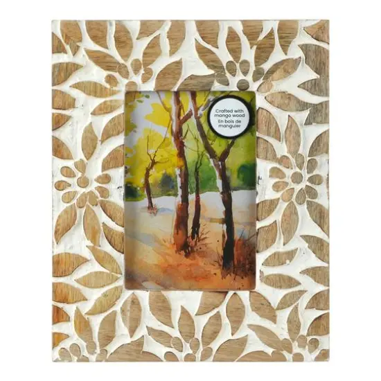 4" x 6" Brown & White Floral Wood Tabletop Frame, Atelier by Studio D&eacute;cor&reg; {1}