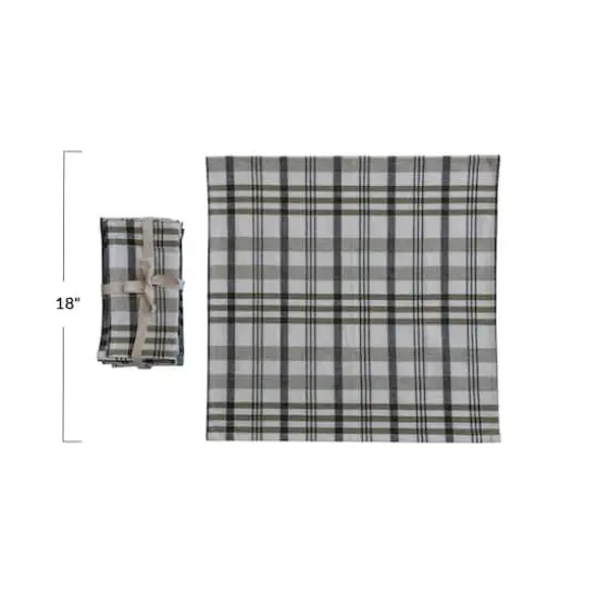 Hello Honey® 18" White & Green Plaid Stonewashed Cotton Napkins, 4ct. {5}