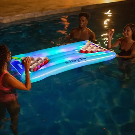 PoolCandy 6ft. Inflatable Illuminated LED Pool Party Pong Game {3}