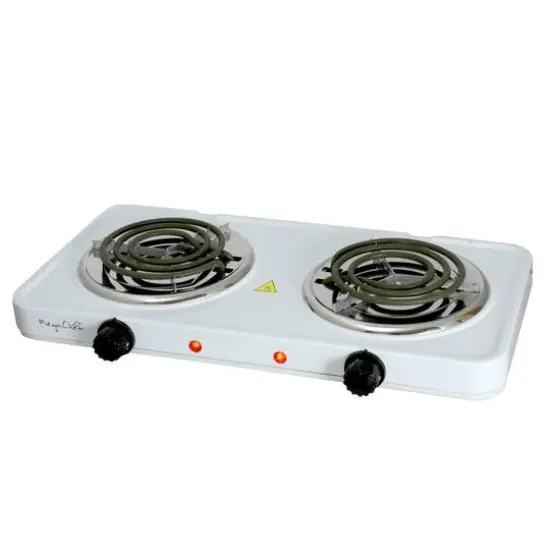 MegaChef White Electric Portable Lightweight Dual Coil Burner Cooktop Buffet Range {8}