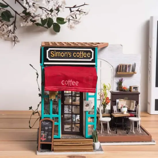 Rolife&reg; Simon's Coffee Shop DIY Miniature House Kit {14}