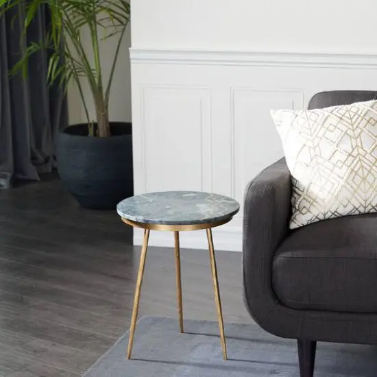 20" Gold Contemporary Stoneware Accent Table {7}