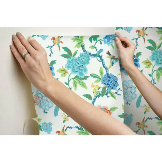 RoomMates Candid Moments Peel & Stick Wallpaper Blue and Green {10}