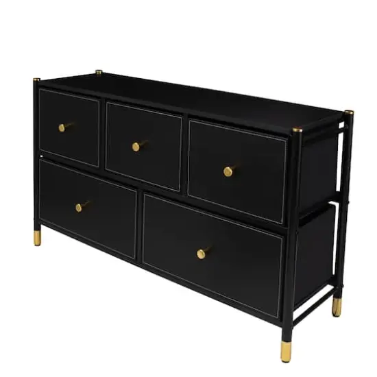 Simplify 5 Drawer Luxury Dresser Black {6}