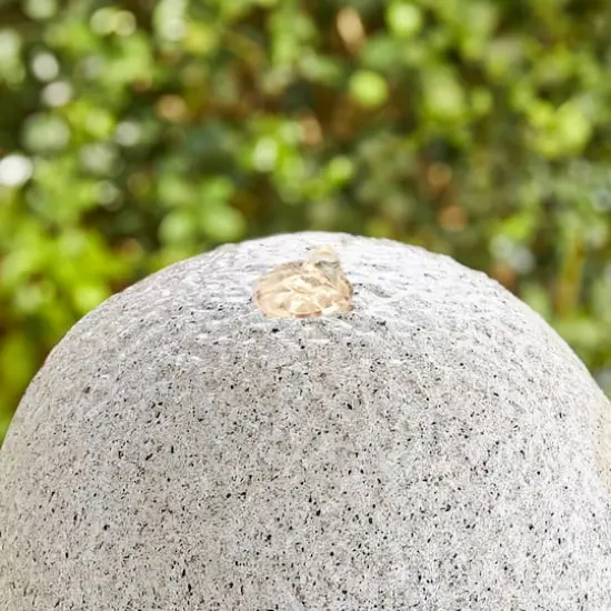 Glitzhome&reg; 3.5ft LED Pedestal & Sphere Outdoor Fountain Light Gray {7}