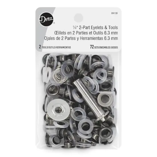 Dritz&reg; Gray 1/4" 2-Part Eyelets & Tools, 72 Sets {1}