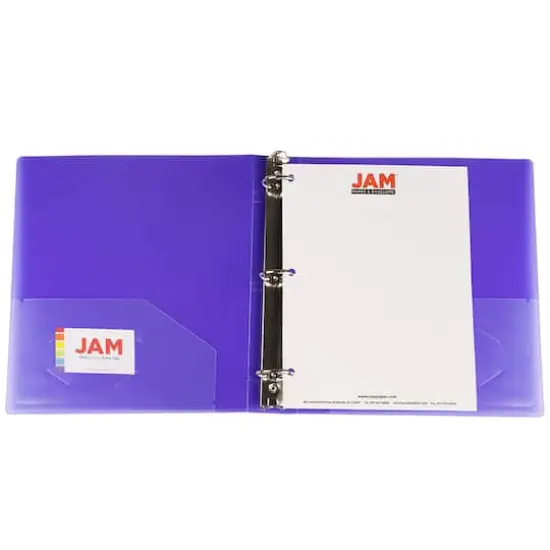 JAM Paper 1.5" Glass Twill Plastic 3-Ring Binder Purple {5}