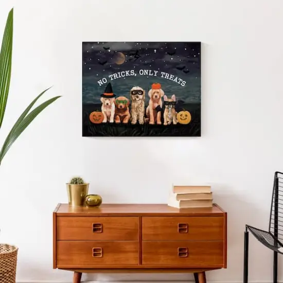 No Tricks Just Treats Pups 20" x 16" Canvas Wall Art {5}