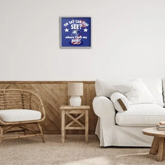 Stupell Industries Funny Patriotic Beer Framed Giclee Art Gray {3}