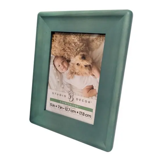 Expressions&trade; 5" x 7" Rounded Wood Frame by Studio D&eacute;cor&reg; Teal {7}